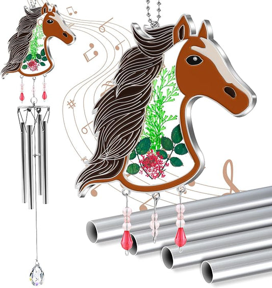 KY&BOSAM Horse Wind Chime with Crystal Sympathy Wind Spinner Memorial Wind Chime for Loss of Loved One Prime Bereavement Sympathy Memorial Gift for Loss of Mother Nana Father Gift Home Garden Decor