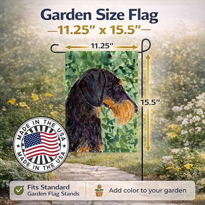 Caroline's Treasures SS8805GF Dachshund Garden Flag Mailbox Flag Decorative Yard Flag Banner Outside Patio Artwork Yard Flower Beds, Garden Size, Multicolor