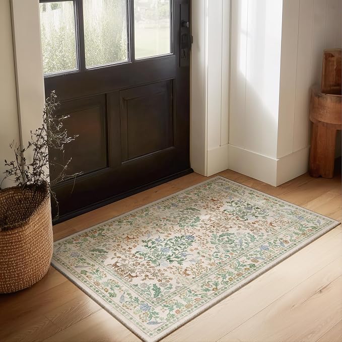 2x3 Washable Small Rugs for Entryway: Door Mat Indoor Entrance Throw Area Rug Non-Slip Low Pile Soft Kitchen Rug for Front Door Indoor Entrance Entry Bedside Kids Room