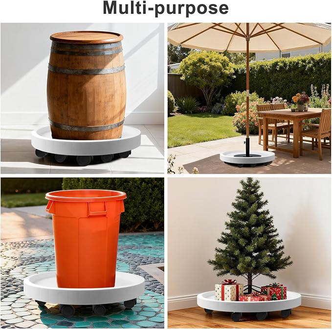 1Pack 23'' Extra Large Plant Stand with Wheels, Plant Stand Dolly for Heavy Planter,Wheeled Planter Saucer Tray,Rolling plant stand,Heavy-Duty Plant Caddy with Casters for Indoor and Outdoor(White)