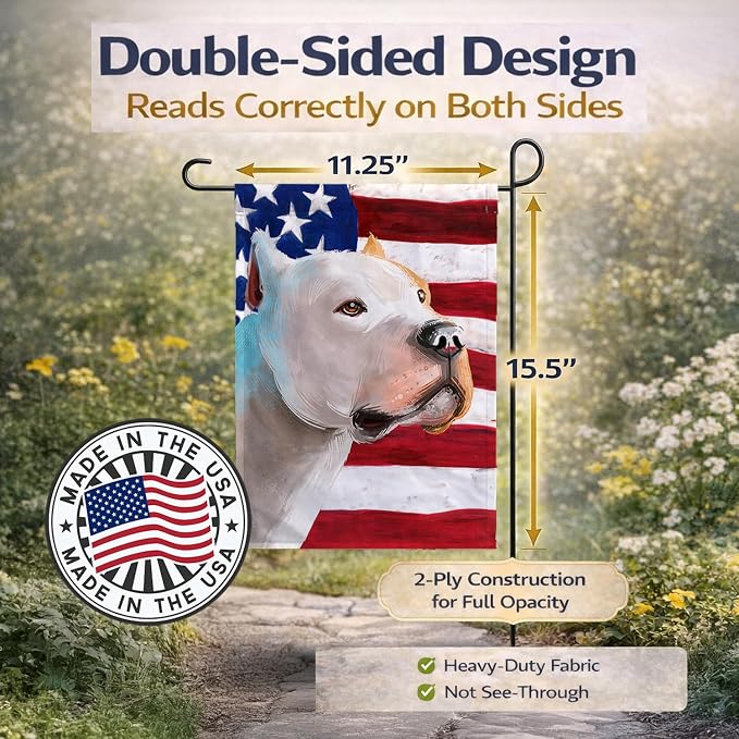 Caroline's Treasures CK6459GF Brazilian Dogo American Flag Garden Flag Mailbox Flag Decorative Yard Flag Banner Outside Patio Artwork Yard Flower Beds, Garden Size, Multicolor