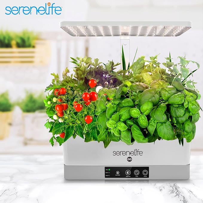 SereneLife Hydroponic Indoor Herb Garden Kit - 6 Pods, Full-Spectrum Grow Light, Adjustable Height, Smart Plant System With Seed Pods
