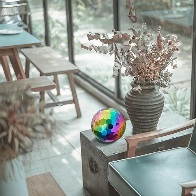 10 inch 304 Stainless Steel Gazing Ball Sculptures Diamond Ball Decoration Mirror Hollow Decor Ball Reflective Garden Sphere Hollow Metal Ball Ornament Statues Gazing Globe for Home Garden (Rainbow)