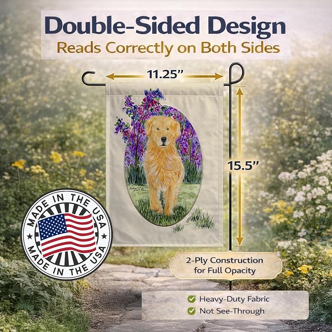 Caroline's Treasures SS8060GF Golden Retriever Garden Flag Mailbox Flag Decorative Yard Flag Banner Outside Patio Artwork Yard Flower Beds, Garden Size, Multicolor