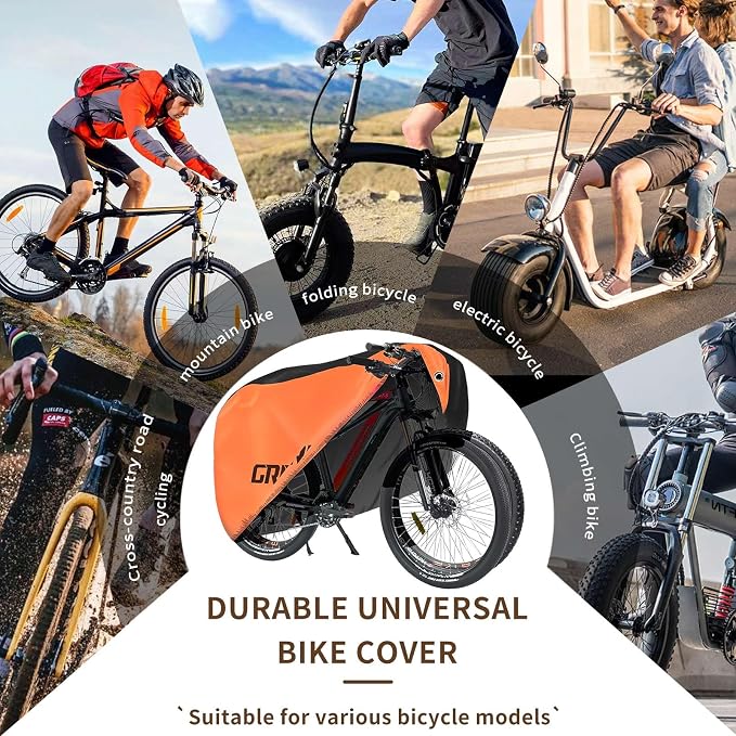 Bike Covers Outdoor Storage Waterproof. It Comes in 3 Colors and 2 Sizes. The Bike Cover is Equipped With a Bike Chain Lock