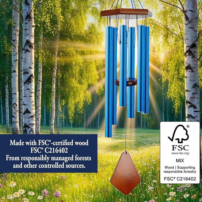 Memorial Wind Chimes Outdoor Deep Tone, Wind Chime for Outside, Sympathy Wind-Chime Personalized with 6 Tuned Tubes, Elegant Chime for Garden Patio Balcony and Home