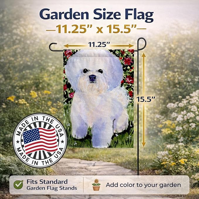 Caroline's Treasures SS8914GF Bichon Frise Garden Flag Mailbox Flag Decorative Yard Flag Banner Outside Patio Artwork Yard Flower Beds, Garden Size, Multicolor