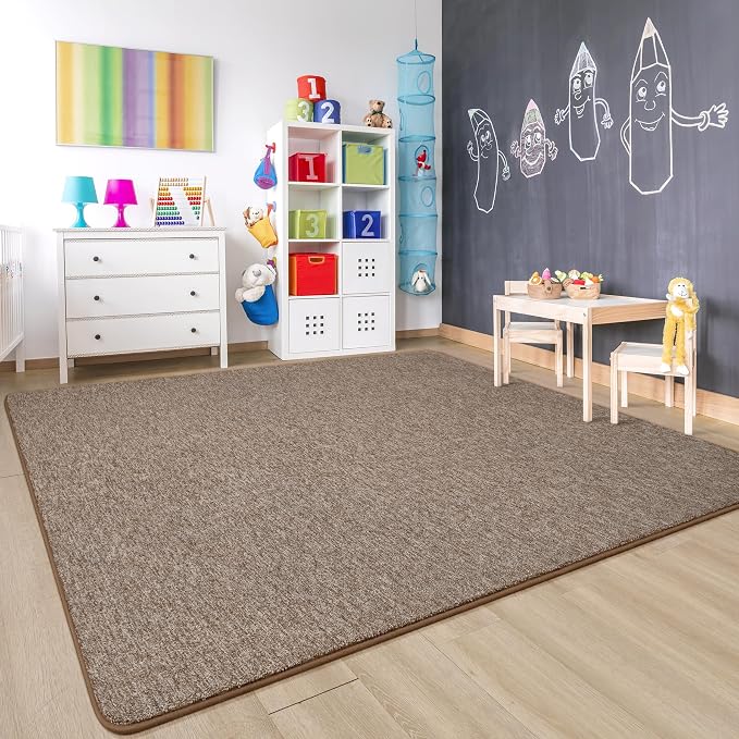 Chicrug Modern 6x9 Memory Foam Area Rugs for Bedroom Living Room | Low-pile Carpet Rug for Kids Playroom, Floor Rug for Bedside Dorm Dining Room Home, Brown and White