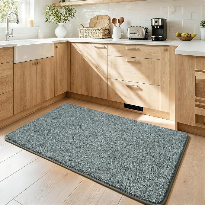 Keeko 2x4 Area Rugs for Living Room,Soft Washable Memory Foam Bedroom Rug | Indoor Throw Rug Low Pile Minimalist Non Slip Carpet for Kids Nursery Classroom Dorm Room Home Decor Grey-green and White