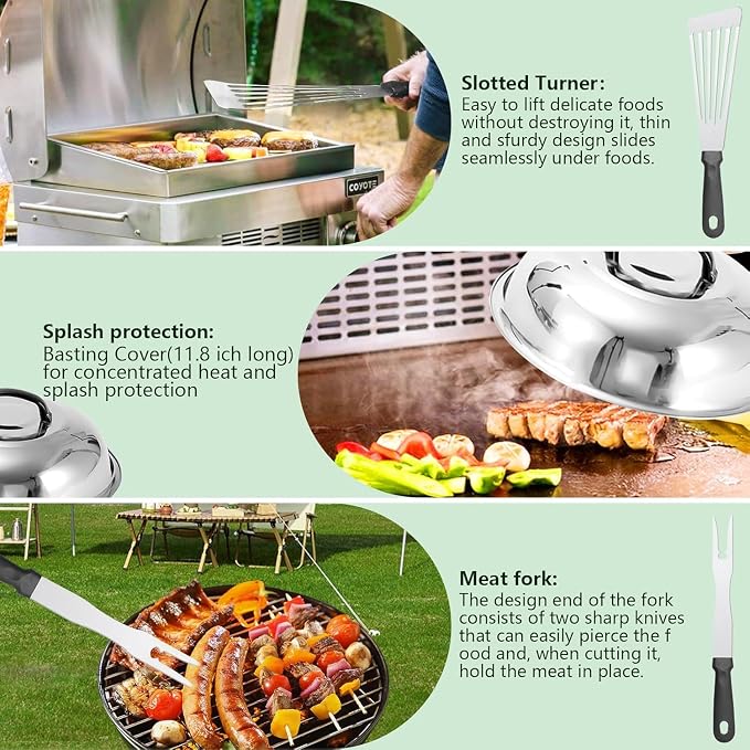Griddle Accessories Kit for Blackstone and Camp Chef, 45 PCS Upgraded Flat Top Grill Accessories, Household Griddle Spatula Set with Enlarged Spatulas, Basting Cover, Scraper, for Outdoor