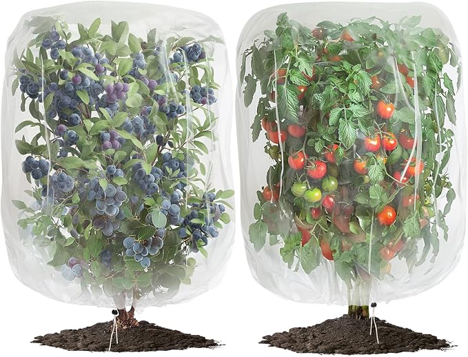 2 PCS Large Fruits Tree Netting Cover for Garden, 6.6 x 8.2 ft Insect Bird Barrier Deer Netting Cover Bag with Drawstring Garden Plant Netting for Tomato Blueberry Bush Netting Covers