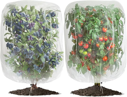 2 PCS Large Fruits Tree Netting Cover for Garden, 6.6 x 8.2 ft Insect Bird Barrier Deer Netting Cover Bag with Drawstring Garden Plant Netting for Tomato Blueberry Bush Netting Covers
