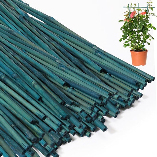 Suclain 100 Pcs 18 Inch Bamboo Stakes for Plant Support Bamboo Sticks Poles Indoor and Outdoor Tall Garden Stakes with 100 Twist Ties for Tomato Bean Flowers Trees Potted and Climbing Plant Support