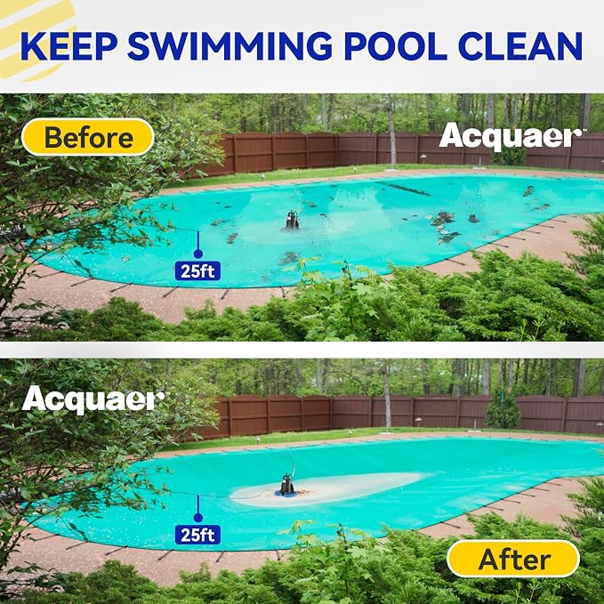 Acquaer 1/4 HP Automatic Pool Cover Pump, 2950 GPH, 115V, 25ft Cord | Submersible Water Pump with 3/4” Check Valve Adapter & 25ft Power Cord, Water Removal for Pool, Hot Tubs, Rooftops, Water Bed