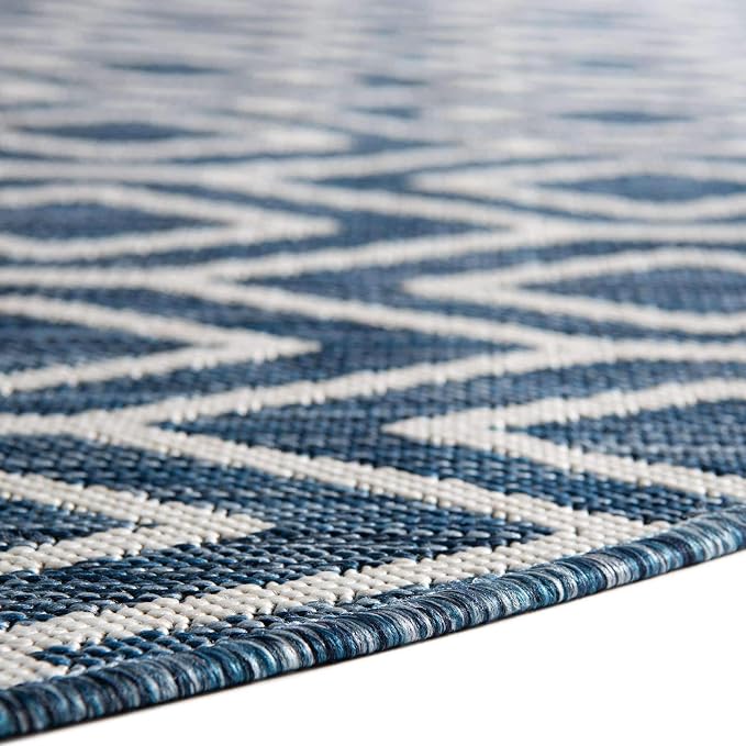 Jill Zarin Outdoor Collection Area Rug - Turks and Caicos (4' Round Blue/Ivory)