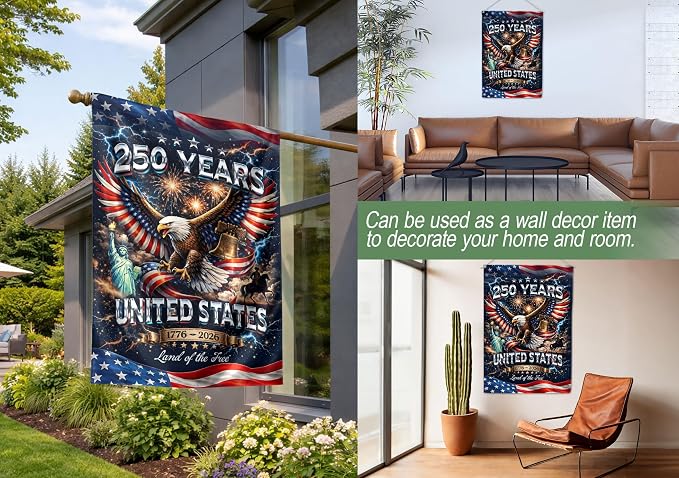 250th Anniversary Patriotic Design, 1776-2026 Commemorative, 250 Anniversary Usa Flag, Garden Flags For Outside, Front And Back Print 1 (30x40 Inch)