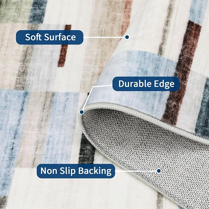GarveeHome Geometric Area Rug 5x7 Washable Non Slip Bedroom Rug Modern Rugs for Living Room Soft Non Shedding Stain Resistant Low Pile Carpet for Dining Room Office Classroom