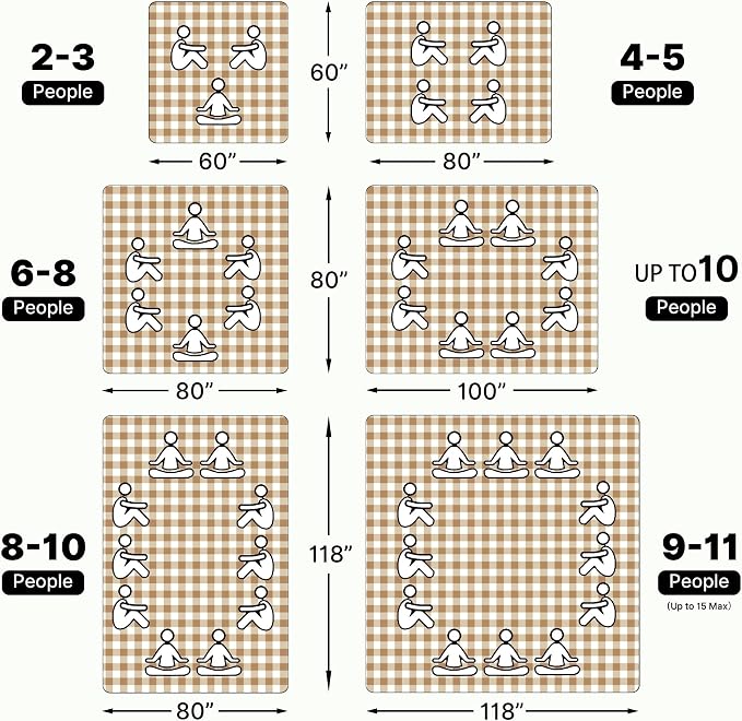 TigeJoy Extra Large Picnic Blanket Waterproof Foldable 80''x80'', Outdoor Picnic Mat Beach Blanket Sandproof for Park, Grass, Travel, Hiking, Camping Essentials, Gingham Picnic Blanket