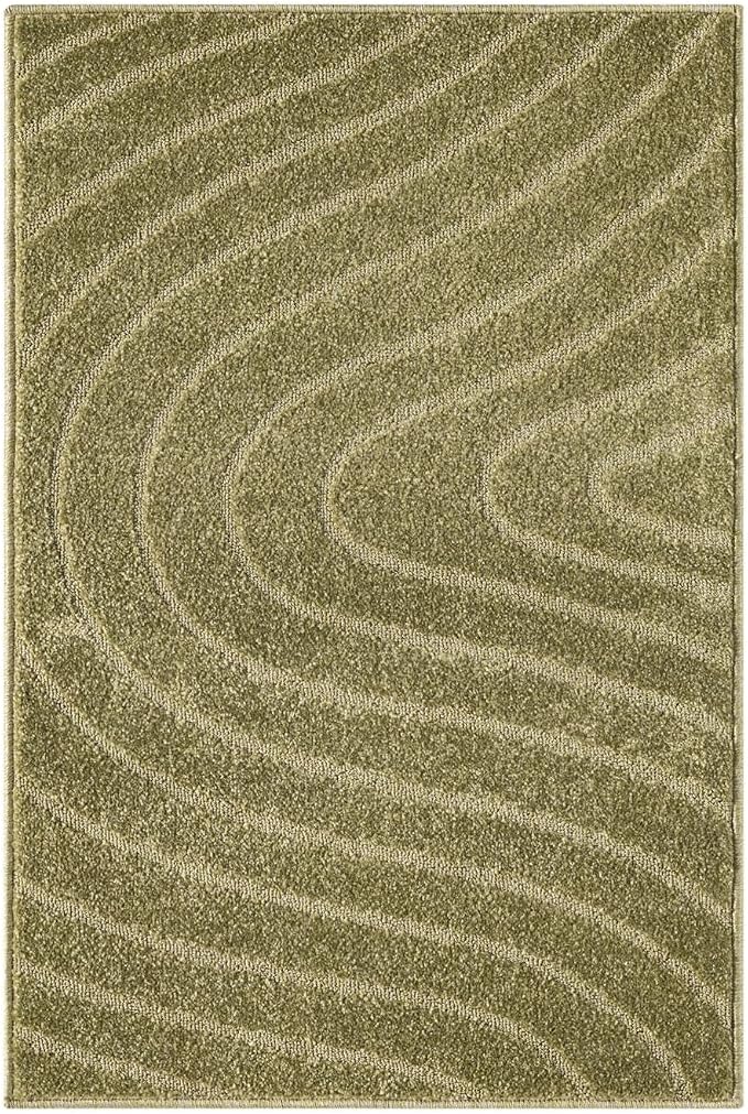 LUXE WEAVERS Modern Geometric Wave Area Rug Green 2x3