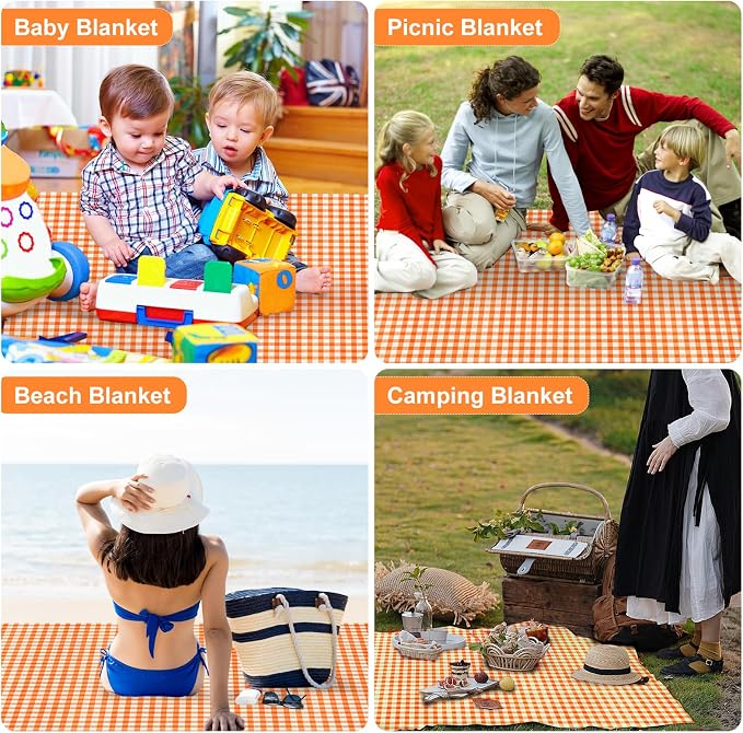 4 Pcs Disposable Outdoor Picnic Blankets 70.9''x70.9'' Portable Pocket Blanket Foldable Waterproof Picnic Mats Sandproof Beach Blanket with Ground Spikes for Beach Travel Hiking Camping