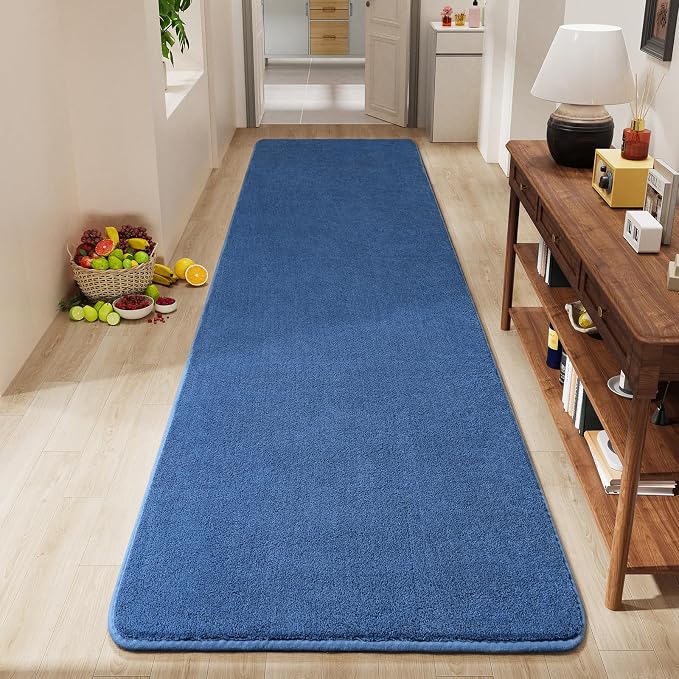 Amearea Modern Soft Hallway Runner Rug, 2x8 Feet Long Runners for Hallways | Washable Runner Rugs, Non Slip Memory Foam Rug Blue Runner Rugs Carpet for Entrance Kitchen Kids Room Decor