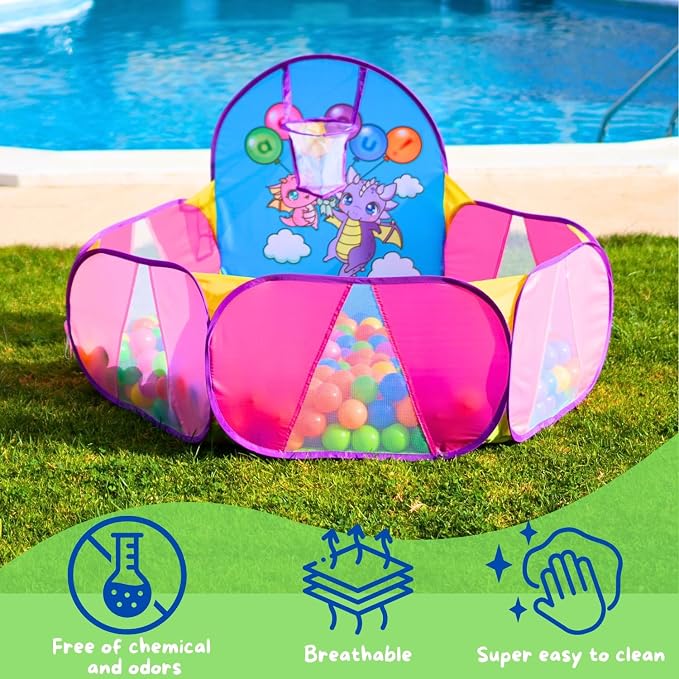 Ball Pit for Toddlers | Kids Ball Pit | Ball Pool for Babies | Piscina de Pelotas para Bebes | Playpen with Basketball Hoop and Zipper Storage Bag, 4 Ft/120CM F : Balls NOT Included