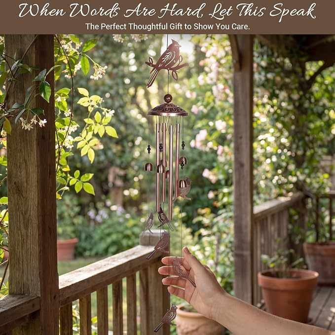 Cardinal Wind Chimes for Outside - Memorial Wind Chime, Love‘s Gentle Messenger. A Thoughtful Gift of Hope & Comfort for Sympathy, Mother‘s Day, Father’s Day, Housewarming, and Garden Decor