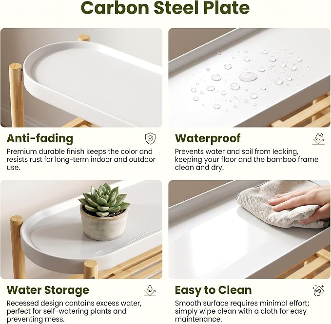 Wisuce Bamboo Shelf Indoor, 2 Tier Window Tall Stand Table for Multiple Plants…