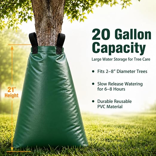 Tree Watering Bags Slow Release:20 Gallon - Reusable & Premium PVC Water Bags - Slow Watering 6-8 Hours for Newly Planted or Established Trees in Hot Weather (3 Pack)