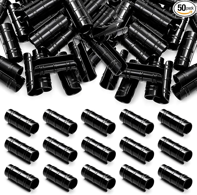 50 Pcs 1-1/4 Inch Greenhouse Clips, 32mm Black Plastic Clamp Garden Buildings Frame Snap PVC Pipe Tube Clips for Greenhouse Films Sunshade Nets Row Covers Shelters Fixing, Farming, Gardening