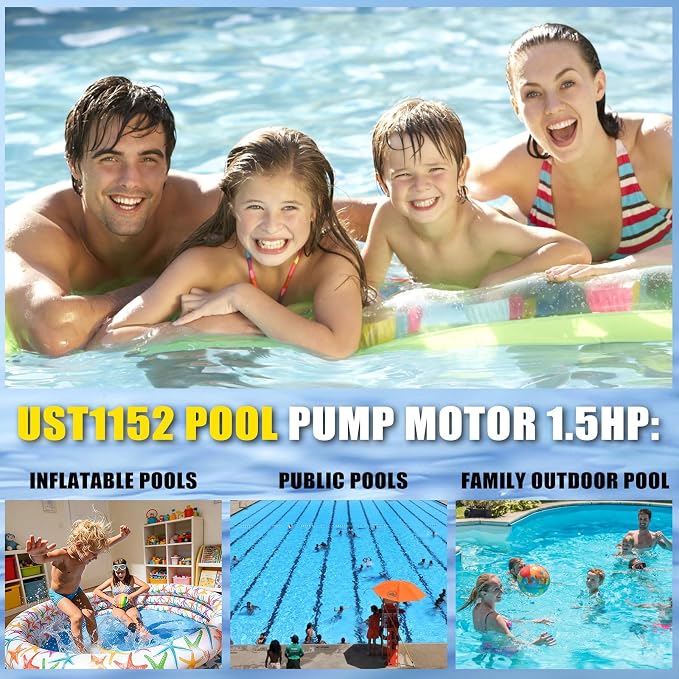 UST1152 Pool Pump Motor 1.5 HP 56J Frame Fit for Hayward SP2610X15 AST165 | 115/230V 3450 RPM Single Speed A.O. Smith Century AST165, B229