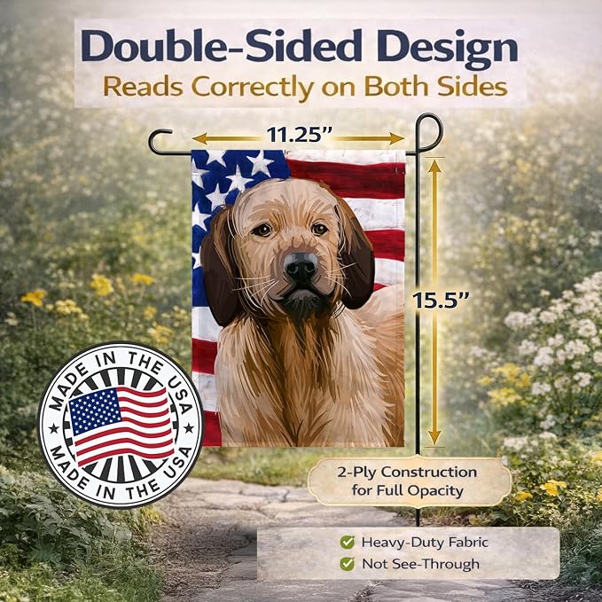 Caroline's Treasures CK6728GF Styrian Coarse-haired Hound American Flag Garden Flag Mailbox Flag Decorative Yard Flag Banner Outside Patio Artwork Yard Flower Beds, Garden Size, Multicolor