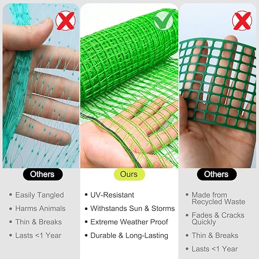 Deer Fence, RIFNY 2.6 x 100 FT Plastic Mesh Fencing Netting for Garden Outdoor Yard, Temporary Fence to Protect Plants Fruit and Ideal for Deer Dogs Chicken (Green)