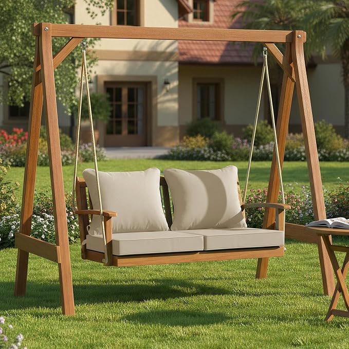 Summsun Outdoor Chair Cushions Set of 2, Waterproof Backrest and Deep Seat Cushion Set for Patio Furniture, Outdoor Sofa Replacement Cushions with Removable Cover, 24 x 24 Inch, Cream