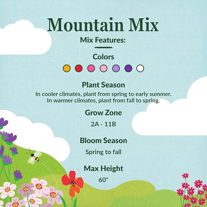 Ferry-Morse Wildflower Seeds - Rocky Mountain Mix, Non-GMO, Cut Flower Mix - 1 lb