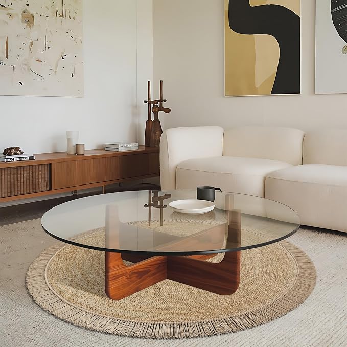 Beautiful 5x5 ft Round Jute Area Rug - Natural Hand Woven Braided Circle | Fits Perfectly Into Your Entry Area, Kitchen or Living Room - Modern Braided Mat Enhances Any Boho Decor