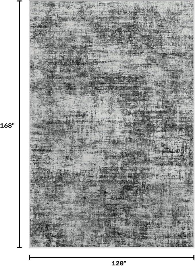 10x14 Area Rugs for Living Room: Washable Abstract Black Badroom Carpet | Non-slip TPE backing makes this washable soft low-pile rug safe & durable, Pet-friendly decor for dining room,nursery,office
