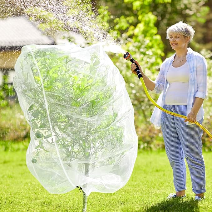 Fruit Tree Netting, Plant Mesh Netting for Garden Protection, Blueberry Bush Insect Netting Cover as Garden Pest Barrier from Cicadas, Bug, Bird (8x8 FT, 1Pcs, Zipper & Drawstring Design)