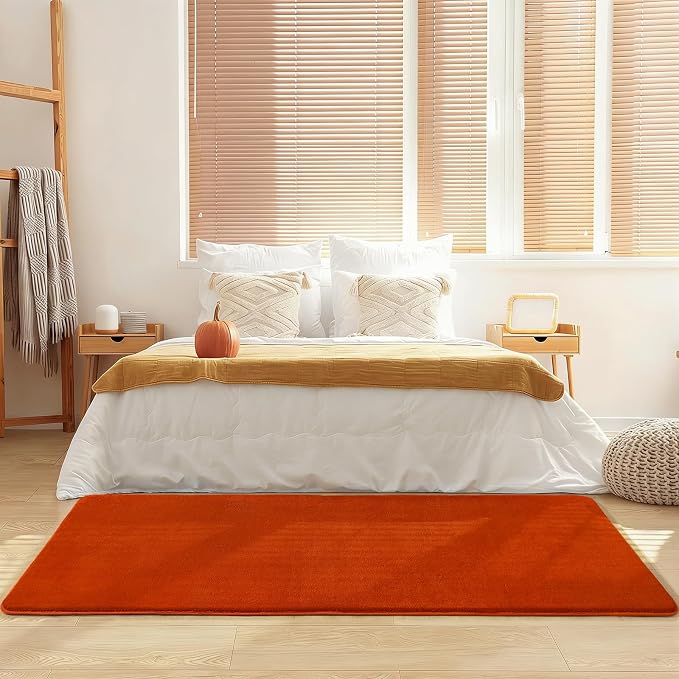 Amearea Modern Soft Hallway Runner Rug, 2x6 Feet Orange Washable Runner Rug | Fluffy Bedroom Bedside Rugs, Indoor Non Slip Memory Foam Rug Carpet for Hallway Entrance Kitchen Living Room Decor