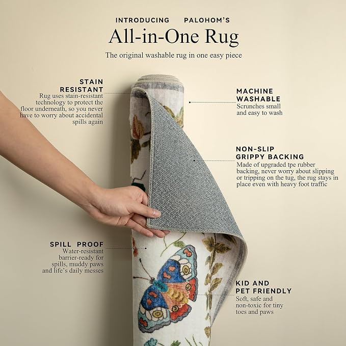 Machine Washable Kitchen Runner Rugs: 2'x6' Entryway Rug Runner Stain Resistant Non Slip Low Pile Soft Carpet Runners for Hallways Indoor Entryway Kitchen Laundry Room Bedroom Farmhouse