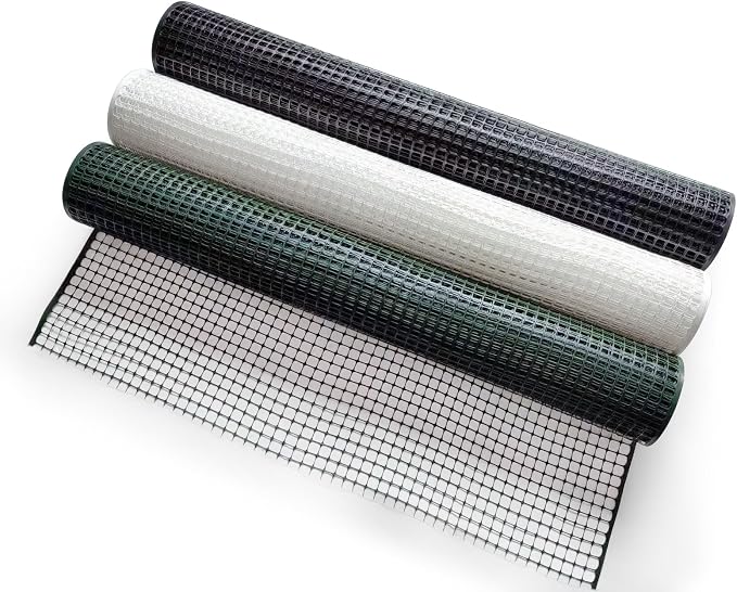 PotatoLife Plastic Hardware Mesh Netting, Garden Netting, Temporary Fence, Tree Guards, Safety Net for Balcony, Deck, Stair Railing, Animal Barrier, Poultry, Deer, with 50 Zip Ties, 40'' x 25', White