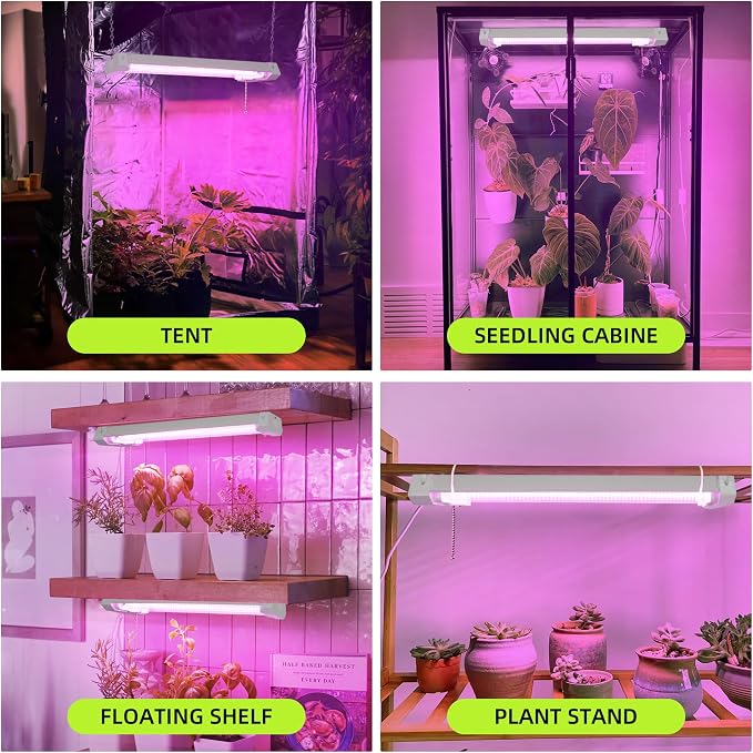 Hlite 16 inch Plant Growing Lamp,Hanging Full Spectrum 1Pack,Pink | Hanging Grow Light for Indoor Plants with Shade,Linkable Plug and Hanging with On/Off Switch, Seedling to Flowering