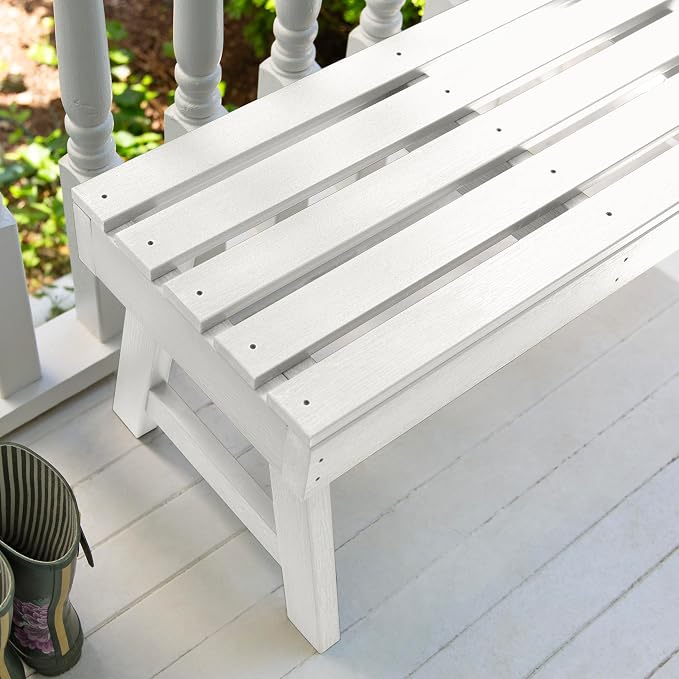 highwood AD-BENN4-WHE Weatherly Backless Bench, 4-Feet, White