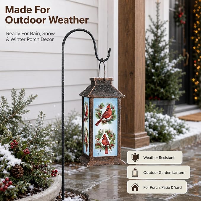 Solar Lanterns for Garden Decor, Waterproof Design Solar LED Hanging Lights for Yard, Patio, Lawn, and Porch, Gifts for Mom, Grandma(Floral Hoop)