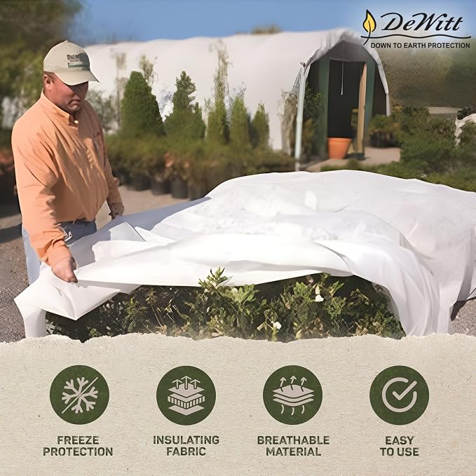 Dewitt 2-Pack Ultimate Plant Protection Blanket 2.5 oz, 6 x 50 Feet – Heavy-Duty Winter Garden Outdoor Cover and Frost Cloth for Perennials, Shrubs, Flowers, Small Trees, and Raised Beds