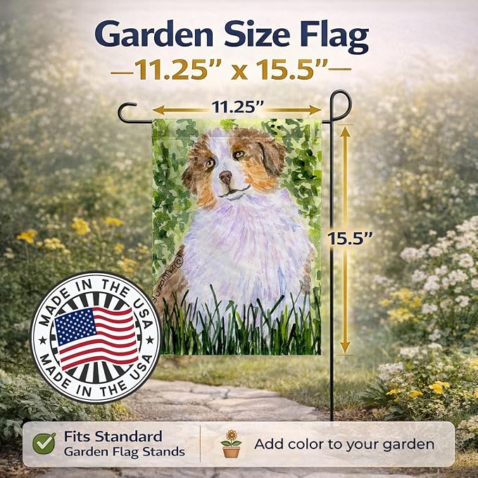 Caroline's Treasures SS8844GF Australian Shepherd Garden Flag Mailbox Flag Decorative Yard Flag Banner Outside Patio Artwork Yard Flower Beds, Garden Size, Multicolor