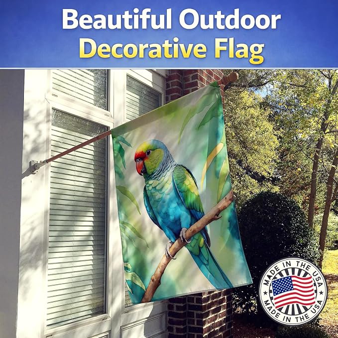 Caroline's Treasures African Ringneck Parrot House Flag Large Porch Sleeve Pole Decorative Outside Yard Banner Artwork Wall Hanging, Polyester, House Size, Multicolor