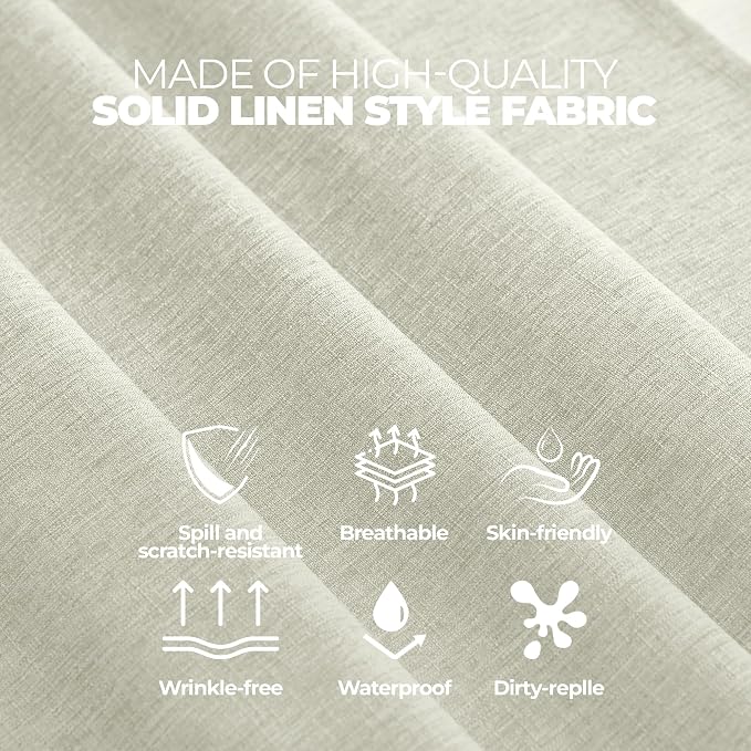Decorelia Waterproof Round Tablecloth for Round Dining Table, Decorative Rustic Soft Wipeable Table Cloths Cover Indoor Outdoor Use for Holiday,Wedding, Kitchen (70 Inch,Round (4-6 Seats),Light Grey)