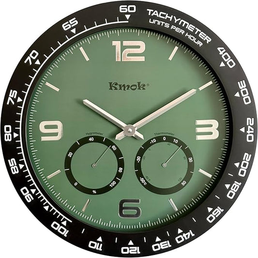 16" Silent Wall Clock, Green, 3D Raised Numbers | Battery Operated, Indoor Home Decor, Easy to Read Large Dial, Plastic Frame with Glass Cover, Silent Sweep Movement