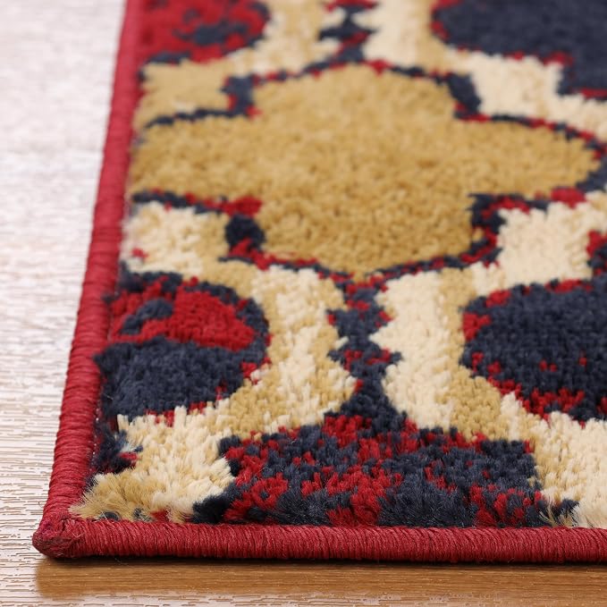 SUPERIOR Modern Indoor Area Rug, Non Slip Rug, 5'x8', Red Blue | Geometric Design Floor Décor, Easy Care High Traffic Areas Living Dining Room, Bedroom, Office, Entryway, Viking Collection